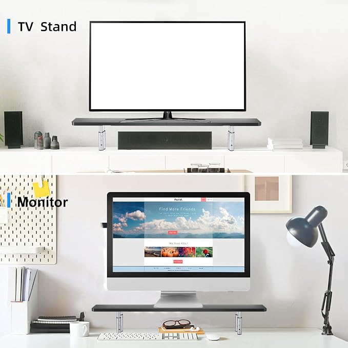 suptek Dual Monitor Stand Riser,Large Monitor Laptop Stand Riser 3 Adjustable Heights Computer Stand for Laptop, Printer, Notebook(MST016)