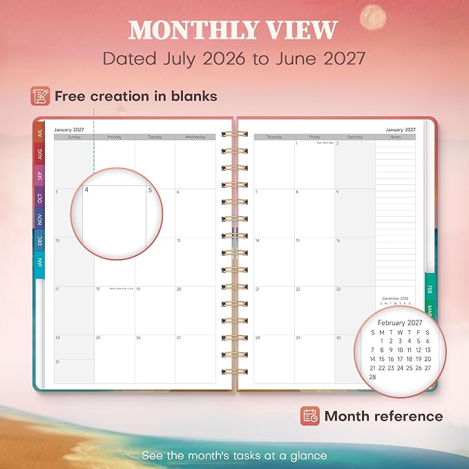 Planner 2026-2027 Weekly & Monthly Academic Planner, 6" x 8.3"