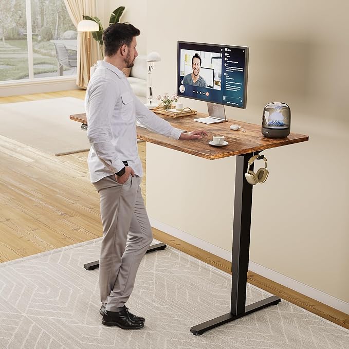Sweetcrispy Electric Standing Desk, Computer Desk, 63x24 Inch | Adjustable Height, Splice Wood Board, 3 Memory Preset, Sit Stand Work Table for Home Office, Rustic