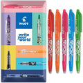 Pilot Frixion Heat/Friction Erasable Rollerball Pen FR7 - Medium Line 0.7mm Tip Nib - Bright Pillow Pack of 5 - Red, Orange, Pink, Light Blue & Lime Green