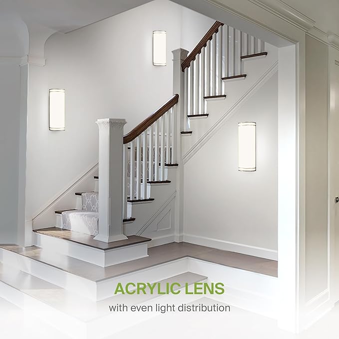 ASD Indoor LED Wall Sconce Lights - 18 Inch 25W Brushed Nickel Modern LED Wall Sconces Hardwired - ETL Dimmable 3000K 4000K 5000K Adjustable Sconce Light Fixture for Bedroom, Hallway