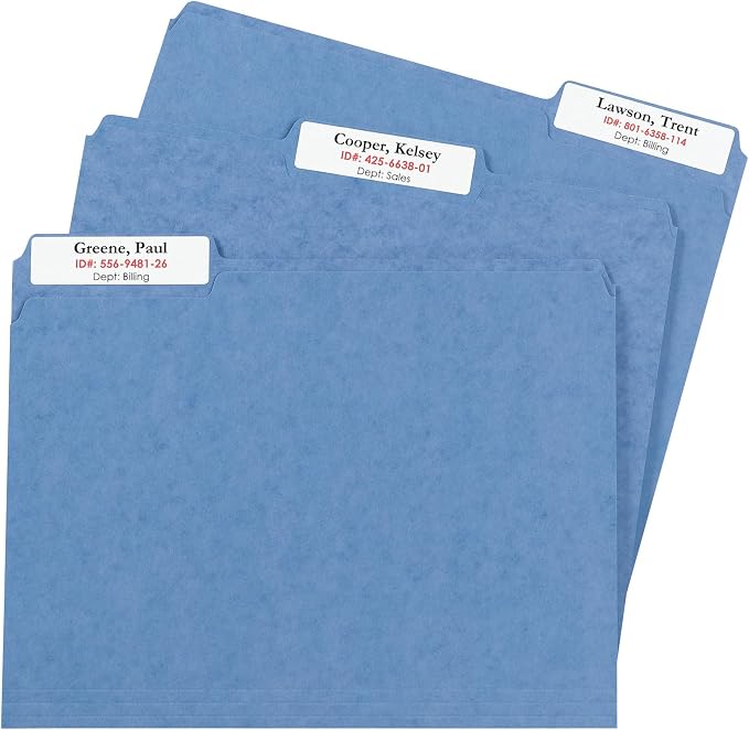 Avery TrueBlock Extra Large File Folder Labels, 15/16" x 3-7/16", 450 Printable Labels, White (5027)