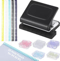 10-Hole Binder Machine Kit, Manual Binding System with 10 Pcs Loose Leaf Binding Spines & 100 Pcs Binder Rings, Binding Machine for Planner, 26 Holes on B5, 30 Holes on A4, 20 Holes on A5