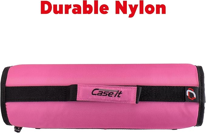 Case-it Mighty Zip Tab Zipper Binder, 3" O-Ring with 5-Color tabbes, Expanding File Folder and Shoulder Strap and Handle, D-146-Light Pink (Pack of 6)