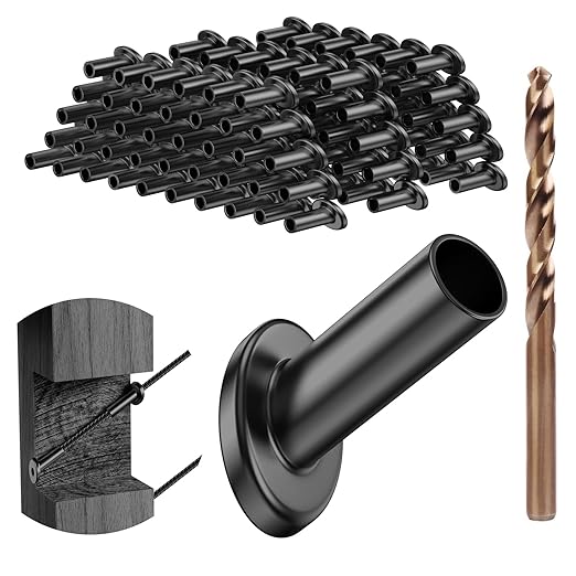 BLIKA 40 Pack 25 30 35 Degree Black Cable Railing Angle Beveled Protector Sleeves for 1/8" 5/32" 3/16", T316 Stainless Steel, Angle Protector Sleeves Stair Cable Railing Hardware Kit for Wood Posts