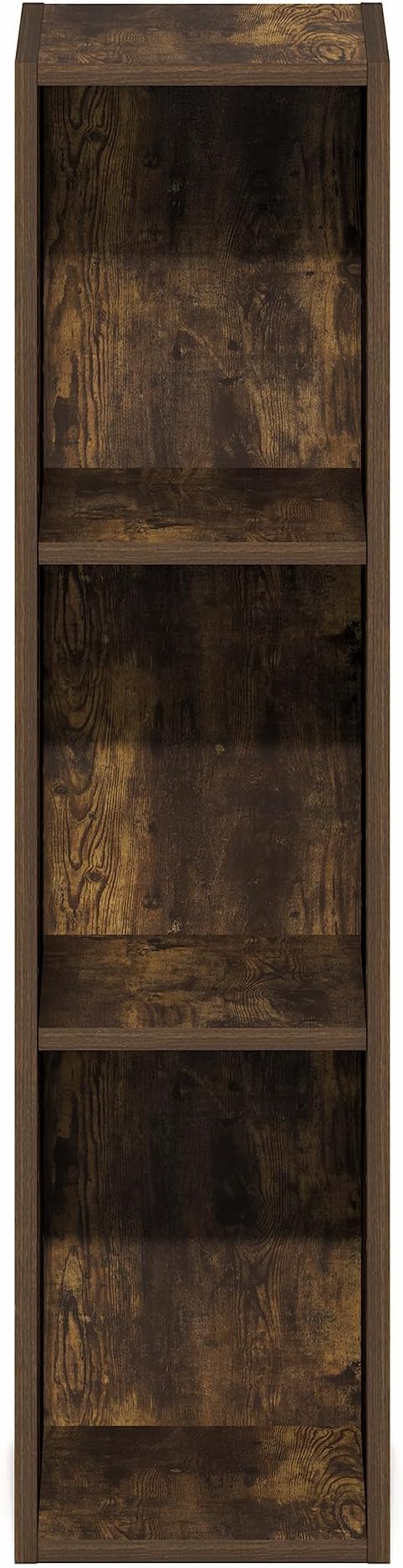 Furinno Fulda Book Shelf, 3-Tier Narrow Bookshelf, Bookcase with 8-in Width Storage Shelf, 9.3 x 7.9 x 31.5, for Living Room, Bedroom, Home Office, Amber Pine