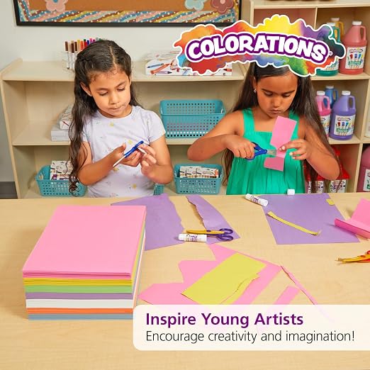 Colorations Construction Paper for Kids - 7 Bright Colors - 600 Bulk Sheets of 9"X12" - Assorted Pack of Heavy-Duty Craft Paper, Bulk School Supplies | 600 Sheets Bright Colored Paper, Bulk Arts & Crafts, School Supplies, Drawing, Coloring, 3D Art