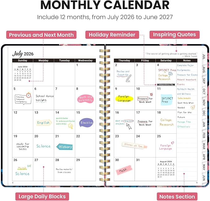 Planner 2026-2027, Academic Year Monthly & Weekly Planner Caledndar, July 2026 - June 2027, Hardcover Large Planning Agenda Book with Tabs for School Office Supplies, 8.5" x 11" - Butterfly Night