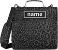 ALAZA Personalized Zipper Binder 3 Ring Dark Gray Leopard Cheetah Print Binder Organizer with Zipper and Shoulder Strap Large Capacity Multi-Pocket Trapper Keeper File Folder for Office Supplies