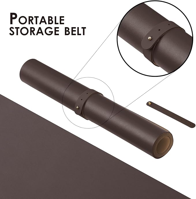 Large Desk Mat - 47.2"x 17" Non-Slip PU Desk Pad for Office and Home - Ideal for Large Mouse Pad and Desk Mats on Top of Desks(Coffee)