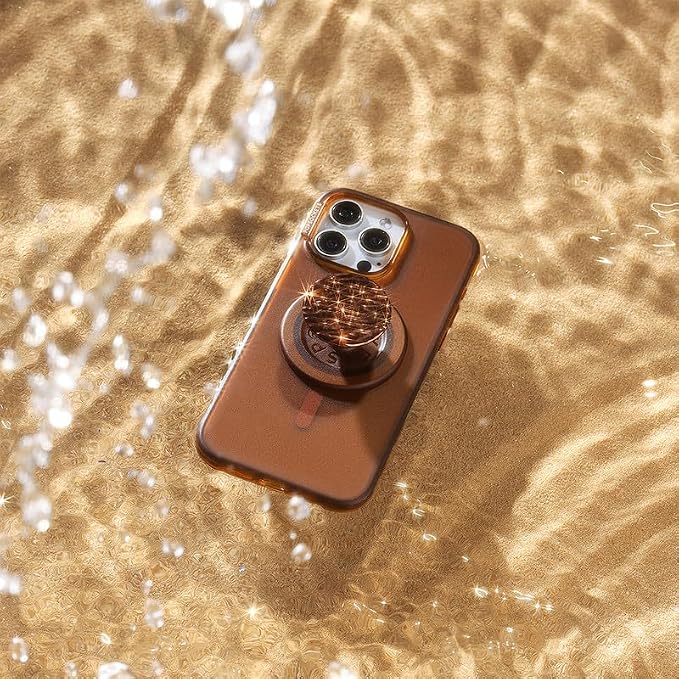PopSockets iPhone 14 Pro Max Phone Case w/MagSafe- Amber | Magnetic, Wireless Charging, Camera & Drop Protection, Brown, Plain, Cream, Beige, Summer Spring
