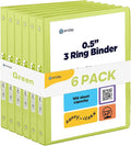 Enday 1/2 inch Binder 3 Ring Binder (6 Pack - Green) O-Ring Binder with Clear View Cover and 2 Inside Pocket - for Letter Size 8.5 x 11'' Paper, Ideal for School Supplies, Office, and Home