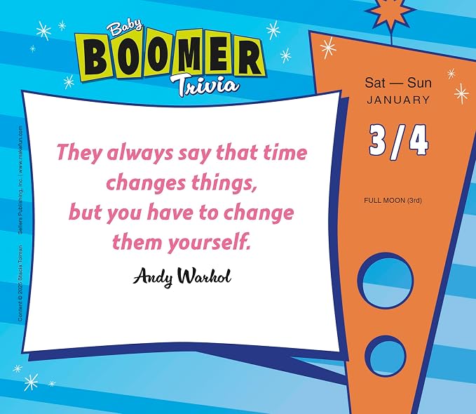 Baby Boomer Trivia 2026 Daily Desk Calendar: Boxed Page-a-Day Fun Facts & Quiz Calendar with Day-to-Day Nostalgic Questions, Pop Culture & Throwback Challenges