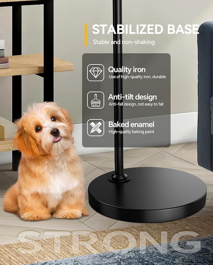 67" Industrial Floor Lamp with Wood & Black Metal Shade, Modern Standing Lamp, Rustic Farmhouse Tall Lamp for Living Room Bedroom Office, 2700K Bulb & Foot Switch Included (Black+ Wood -FL-2508)
