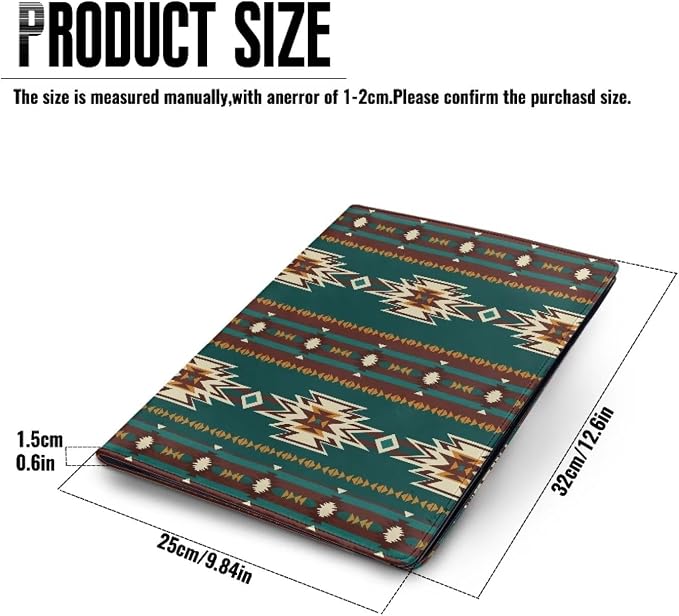 Dreaweet Navajo Print Padfolio Leather Portfolio Organizer Binder for Women Men Interview Resume Folder Legal Document Business Card Holder with Letter Sized Notepad