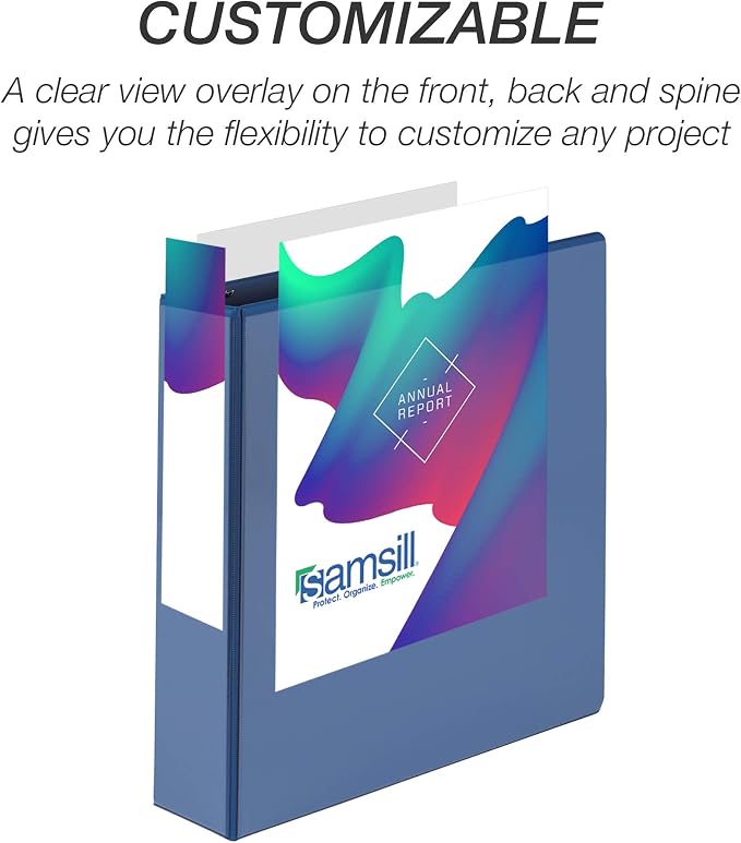 Samsill Durable 2 inch 3 Ring Binder, D Ring Binder, 100% Recycled Chipboard, Blue, 4 Pack