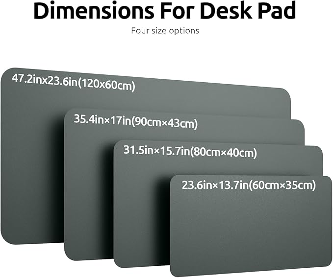 YSAGi Leather Desk Protector, Office Mat, Large Mouse Mat, Non-Slip PU Leather Blotter, Laptop Desk Pad, Waterproof Writing Pad for Office and Home (Dark Green, 47.2" x 23.6")