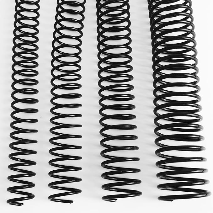 Binditek Plastic Spiral Binding Coils, Multi Size,4:1 Pitch, Black 100 Pack | Multi Size (14mm, 16mm, 20mm, 25mm) (9/16", 5/8", 13/16", 1"), 48 Loops, for Letter-Size School and Office Projects