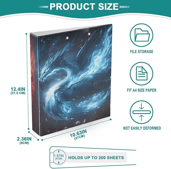 3 Ring Binder SsangYong 1.5 inch Binders Three Ring Binders with Clipboard 3 Interior PVC Clear Pockets for Office Supplies