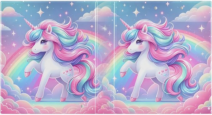 ALAZA 3 Ring Binder Fantasy Unicorn Rainbow Clipboard Round Ring Binder Holds 1.5 Inch Three Rings Binder Heavy Duty Binders for School Office Supplies, 1Pack