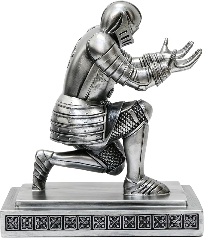 Soldier Executive Knight Pen Holder Personalized Desk Organizers Silver | Desk Accessory Pen Stand for A Gift - Decorative Resin Pencil Holders Desk Organizer For Men