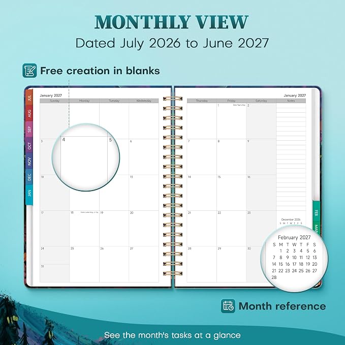 Planner 2026-2027 Weekly & Monthly Academic Planner, 7.4" x 10.2"