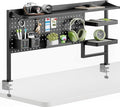 Clamp on Desk Shelf, 44" Desktop Shelving System, Black | with Pegboard and Accessories, Desktop Organizer with 2-Tier Shelf, Desk Pegboard for Office Home Gaming