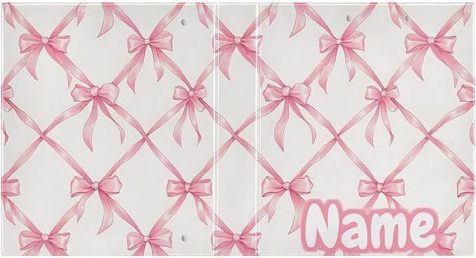 Custom 3 Ring Binder Bow Rhombus Plaid 1.5" Round Ring Binders Personalized Name View Binder with 200 Sheet for Kids School Supplies Women Men Office, 1 Pack