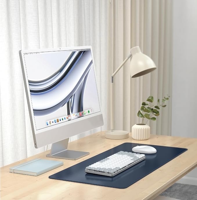 Satechi Vegan-Leather Desk Mat, Scratch and Water Resistant, Blue | Large Mouse Pad, Ergonomic, Easy to Clean, 26.8 x 12.4 x 0.1 inches, for Office and Home