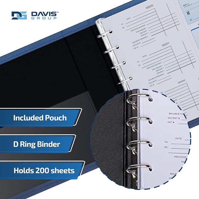 Davis Group Premium 3-Up Business Checkbook Binder, Big and Small Business Essentials for Checks, Navy Blue