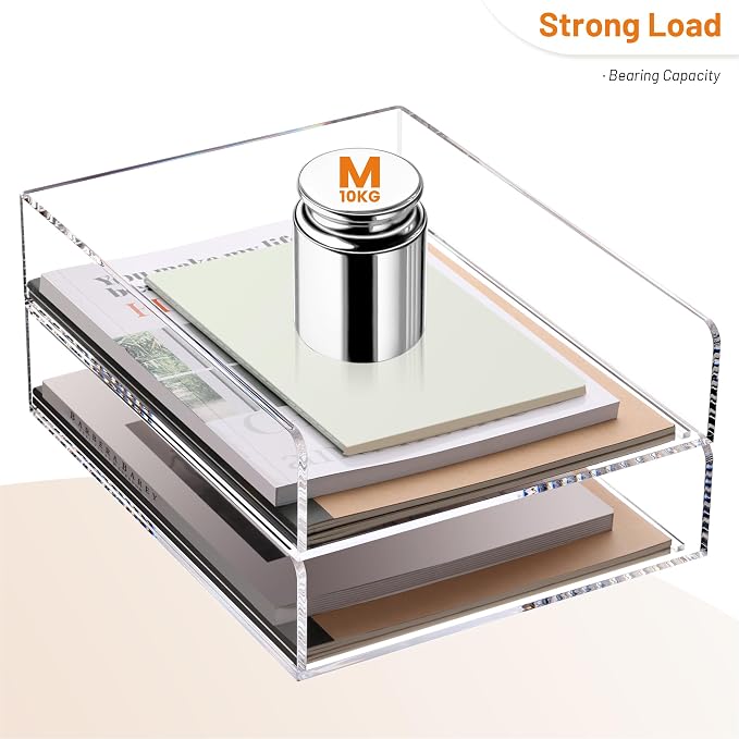 HeZone Paper Organizer Letter Tray,Acrylic Desk Organizer,Clear File Organizer for Desk,Stackable Paper Tray for Documents,A4 File Paper,Book,Bills, Crafts,Notes for Office/Classroom/Home Organization