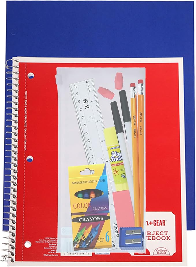 Moda West 24 Pack Bulk School Supplies 18 Piece Kit - Pens, Pencils, Crayons, and More - Essential Box of School Supplies for Elementary, Middle, and High School Students