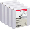 Office Depot® Heavy-Duty View 3-Ring Binder, 2" D-Rings, White, 49% Recycled, Pack of 4
