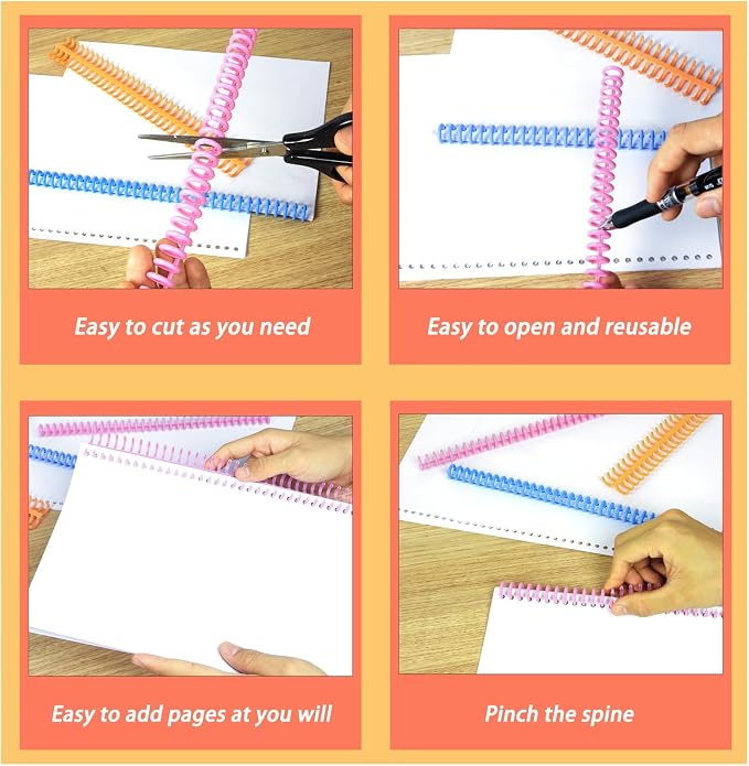 Rayson PROC1230PK Click Binding Spines, 3:1 Pitch, 1/2" Diameter, 90 Sheets Binding Capacity, Pink, 30/Box