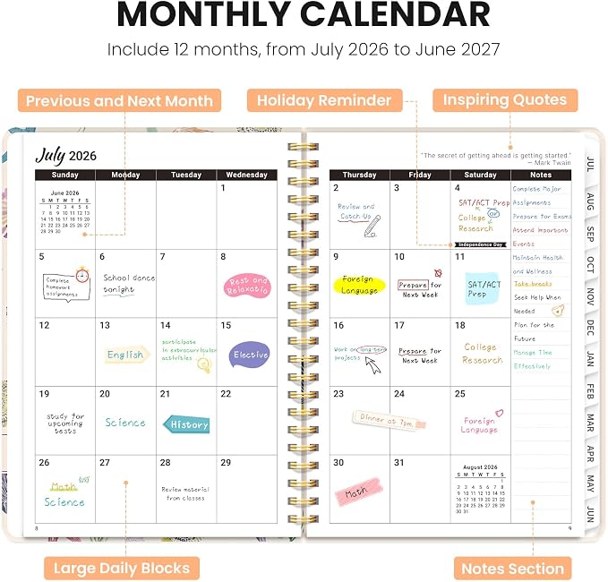 ZOTIA Planner 2026-2027, Jul 2026-Jun 2027 Weekly & Monthly Calendar