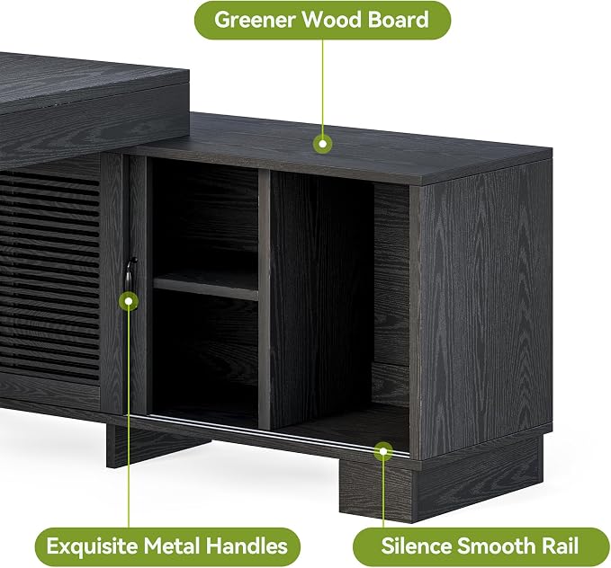 LITTLE TREE L Shaped Executive Desk, Large 63" Executive Desk with File Cabinet, Modern L Shaped Desk, Corner Computer Desk for Home Office & Business Furniture Workstation, Black