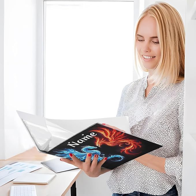 Custom 3 Ring Binder Dragon Phoenix 1.5" Round Ring Binders Personalized Name View Binder with 200 Sheet for Kids School Supplies Women Men Office, 1 Pack