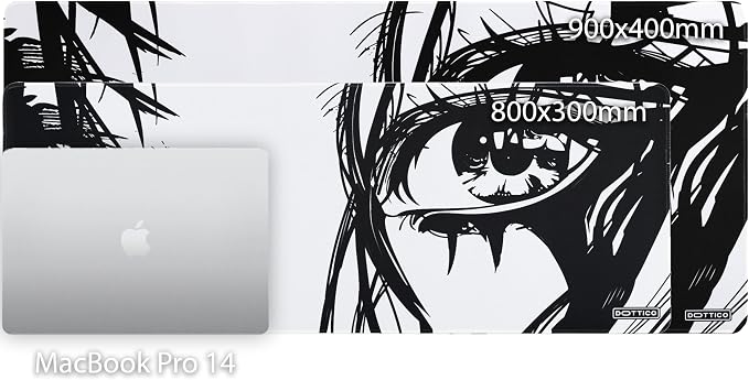 XXL Anime Eyes Gaming Mouse Pad - Manga Girl Black & White Desk Mat for Keyboard and Mouse - Non-Slip, Water-Resistant, Stitched Edges - 35.4x15.7 in (XX-Large)