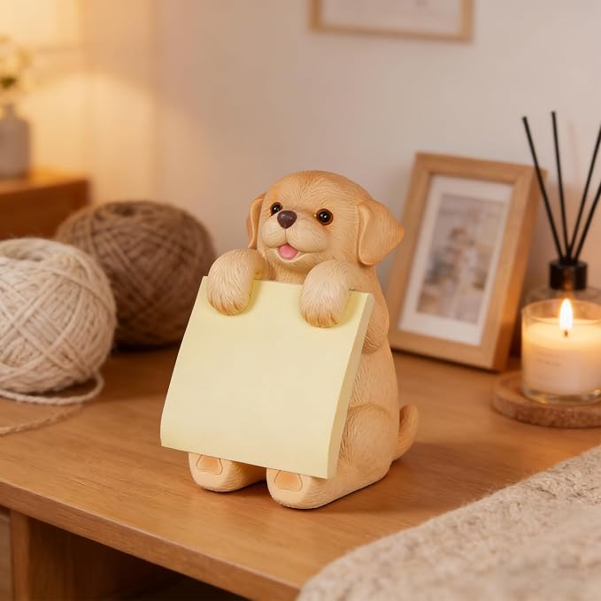 Dog Pop-Up Sticky Note Dispenser for 3x3 in Notes, Golden Retriever | Includes 100 sheets, handmade resin desk decor for office, home or classroom; gift for teachers, coworkers and dog lovers