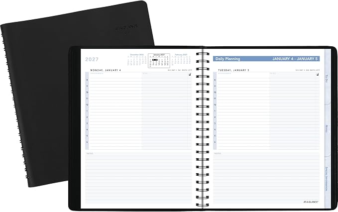 AT-A-GLANCE 2027 Appointment Book Planner, Daily, 6.5" x 8.75", The Action Planner, Black (70EP030527)
