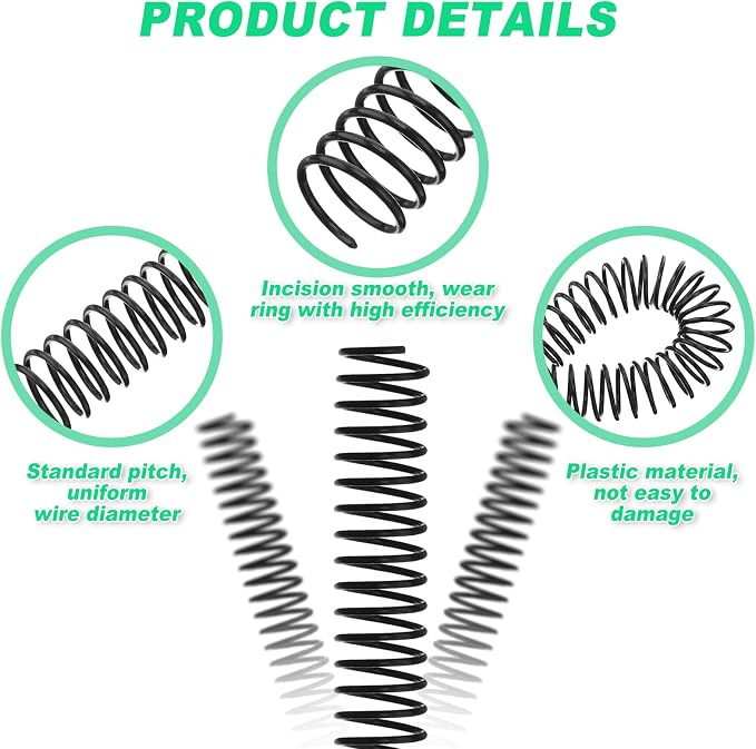 Leinuosen 120 Pack Binder Coils,1/4 5/16 3/8 1/2 5/8 3/4 Inch,Black | Plastic Spiral Binding Coils for Documents, Reports, Notebooks, Compatible with Standard Binding Machines, Office Supplies
