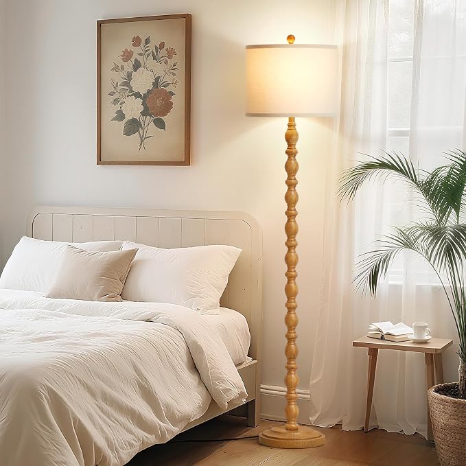 Luvkczc 62" Rustic Floor Lamp with Adjustable Color Temperatures, Retro Farmhouse Standing Lamp for Living Room, Bedroom, Corner, Dining Room - Rotary Switch Resin Floor Lamps for Home (Brown)