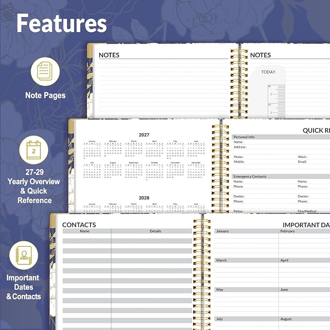 SUNEE 2027 Appointment Book, Quarter-Hourly, Weekly Monthly Planner, 6" x 8.3",Vintage