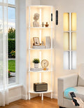 5-Tier Corner Bookshelf with LED Lights, Touch & Remote Control, 3 Color Temperatures, Dimmable Narrow Display Shelf with 1-Hour Timer for Living Room, Bedroom, Office(White)