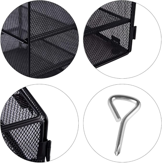 EASEPRES 5 Slot Mesh Desk Organizer Tray, File Paper Letter Folder Holder Desktop Paper Sorter Mail Organization Rack Storage Accessories, for Office Home School Classroom, Black