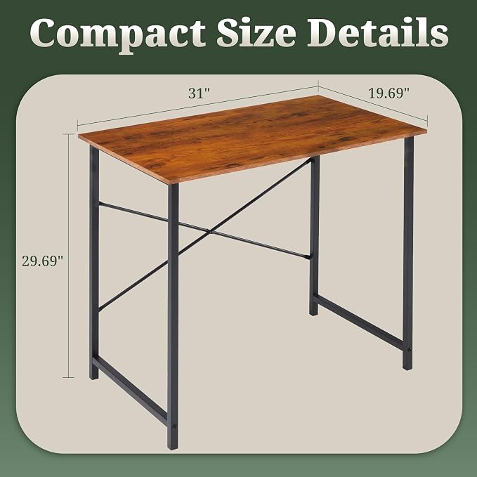 40 Inch Computer Desk, Writing Desk for Home Office Bedroom Study Room | 265 lb Capacity, Reinforced X-Frame, Waterproof MDF Top, Scratch-Resistant Surface, Easy Assembly, Brown