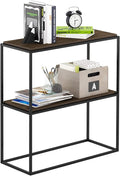 Furinno Moretti 2-Tier Metal Frame Storage Shelves, Columbia Walnut | Easy Assembly, Stackable, Rectangular, Book Shelf, Display Shelf, for Organization, Living Room, Garage, Home Office