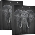 JIPONI 3 Ring Binder African Elephant 1 Inch Round Binders for Men Women Students, Cute File Organizer for Office School, 2pcs
