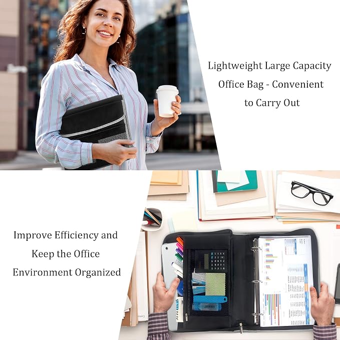 Accordion File Organizer Business Organizer Binder Accordion with Zipper Multi Pocket Folder for Office Supplies