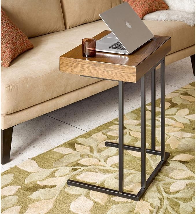 Madison Park Wynn Accent Wood with Metal Frame Snack Modern Home Office Laptop Stand with Drawer Bed Side Table Sofa For Living Room, Small